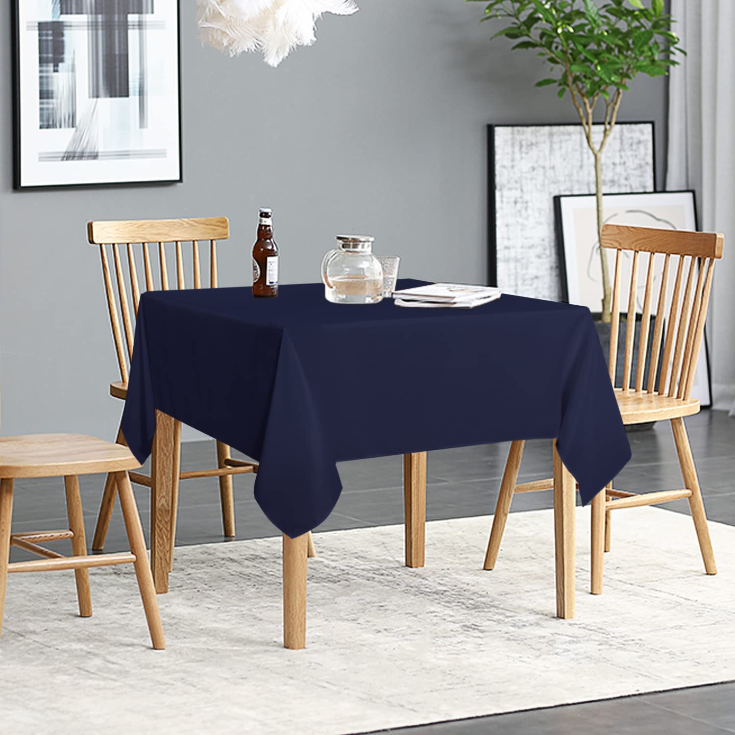 Sancua 2 Pack Navy Tablecloth 54 X 54 Inch, Stain And Wrinkle Resistant Square Table Cloth - Washable Polyester Table Cover For